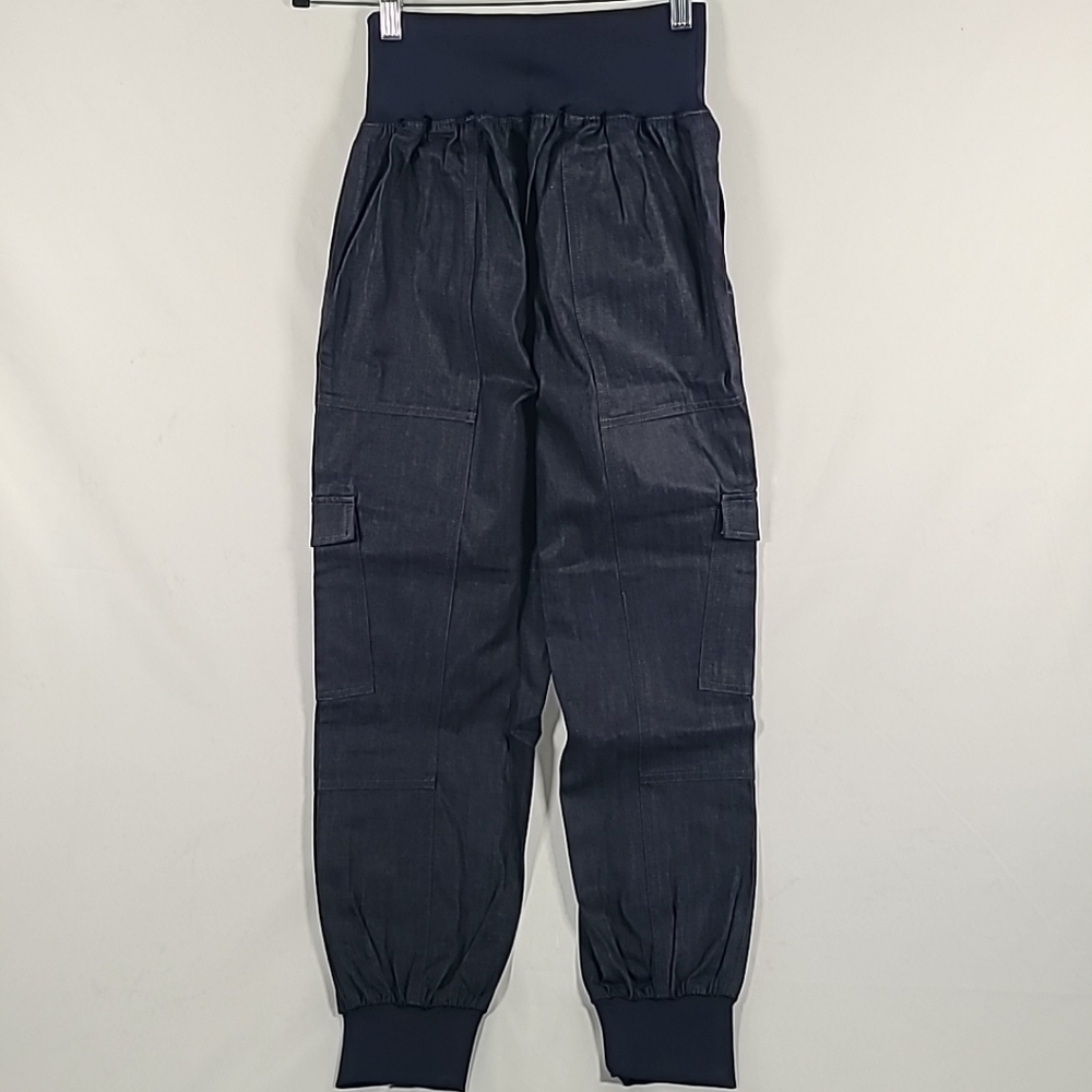 Cinq a Sept Giles Denim Pull On Elastic Cargo Jogger Pants Raw Indigo Blue Sz S - Picture 7 of 8
